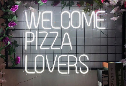 Welcome Pizza Lovers Neon Sign