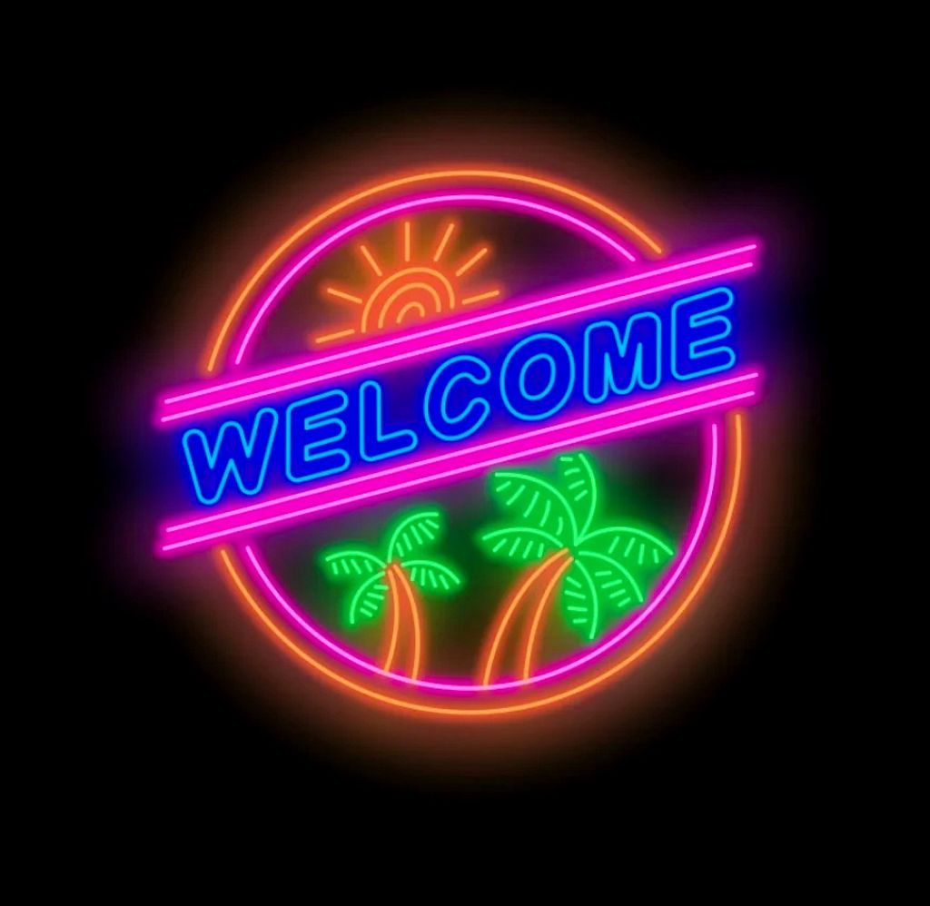 Welcome Sunset Palm Tree Bar Neon Sign
