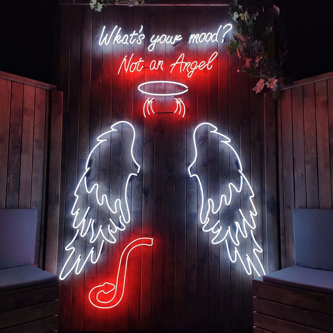What's Your Mood Not An Angel Instagram Wall Neon Sign
