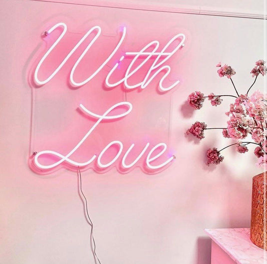 With Love Neon Signs, Neon Lights, LED Neon Signs for Room, Bars Light Up Signs, Cool Neon Light Signs, Neon Wall Lights