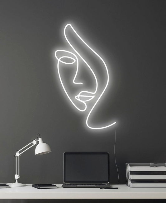 Woman Face Art Neon Sign