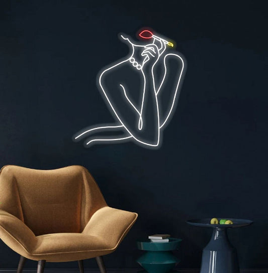 Woman Smoking Neon Sign