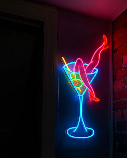 Woman's Legs Martini Glass Neon Sign