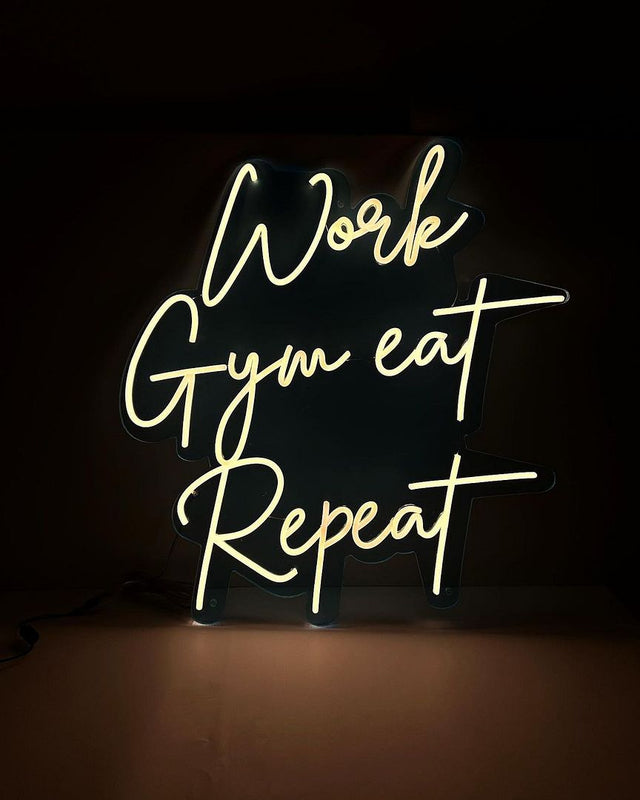 Work Gym Eat Repeat LED Neon Sign light up sign