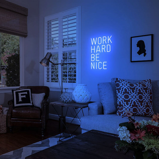 Work Hard Be Nice LED Neon Sign for Office light up sign