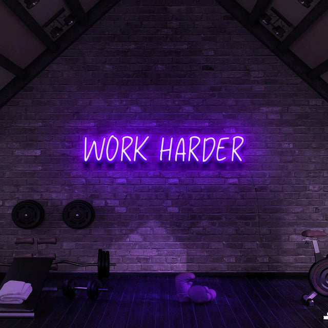 Work Harder LED Neon Sign for Storefront light up sign