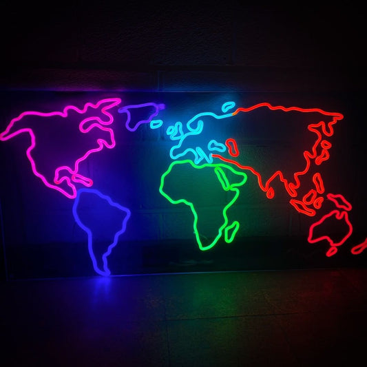 World Map Neon Sign