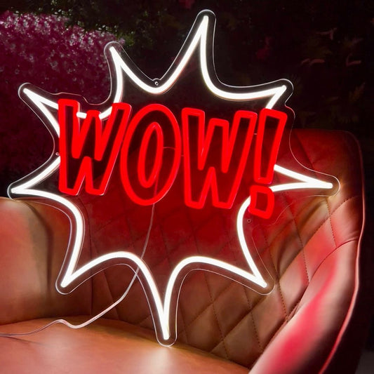 Wow Comic Book Neon Signs, Plug-in or Battery Powered Neon Lights