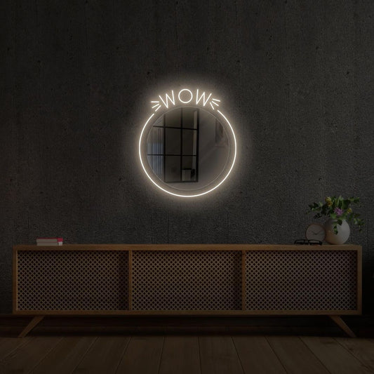 Wow Mirror Neon Sign