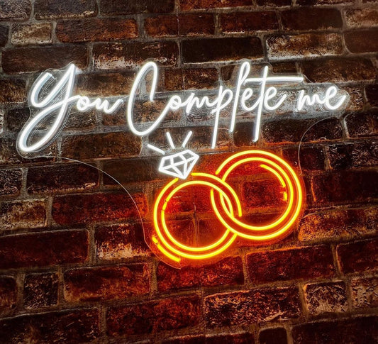You Complete Me Rings Neon Signs, Neon Lights, LED Neon Signs for Room, Bars Light Up Signs, Cool Neon Light Signs, Neon Wall Lights