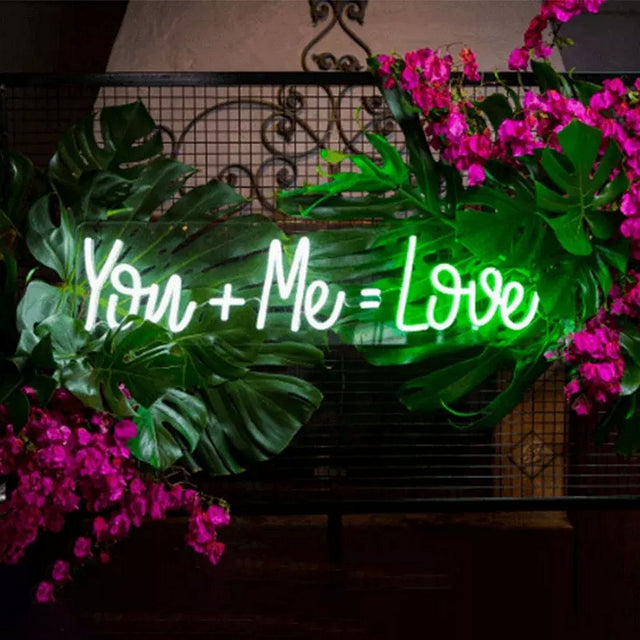 You+Me=Love LED Neon Sign for Wedding light up sign