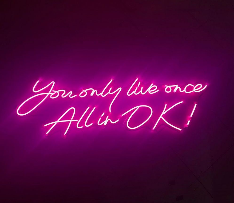 You Only Live Once All in Neon Sign