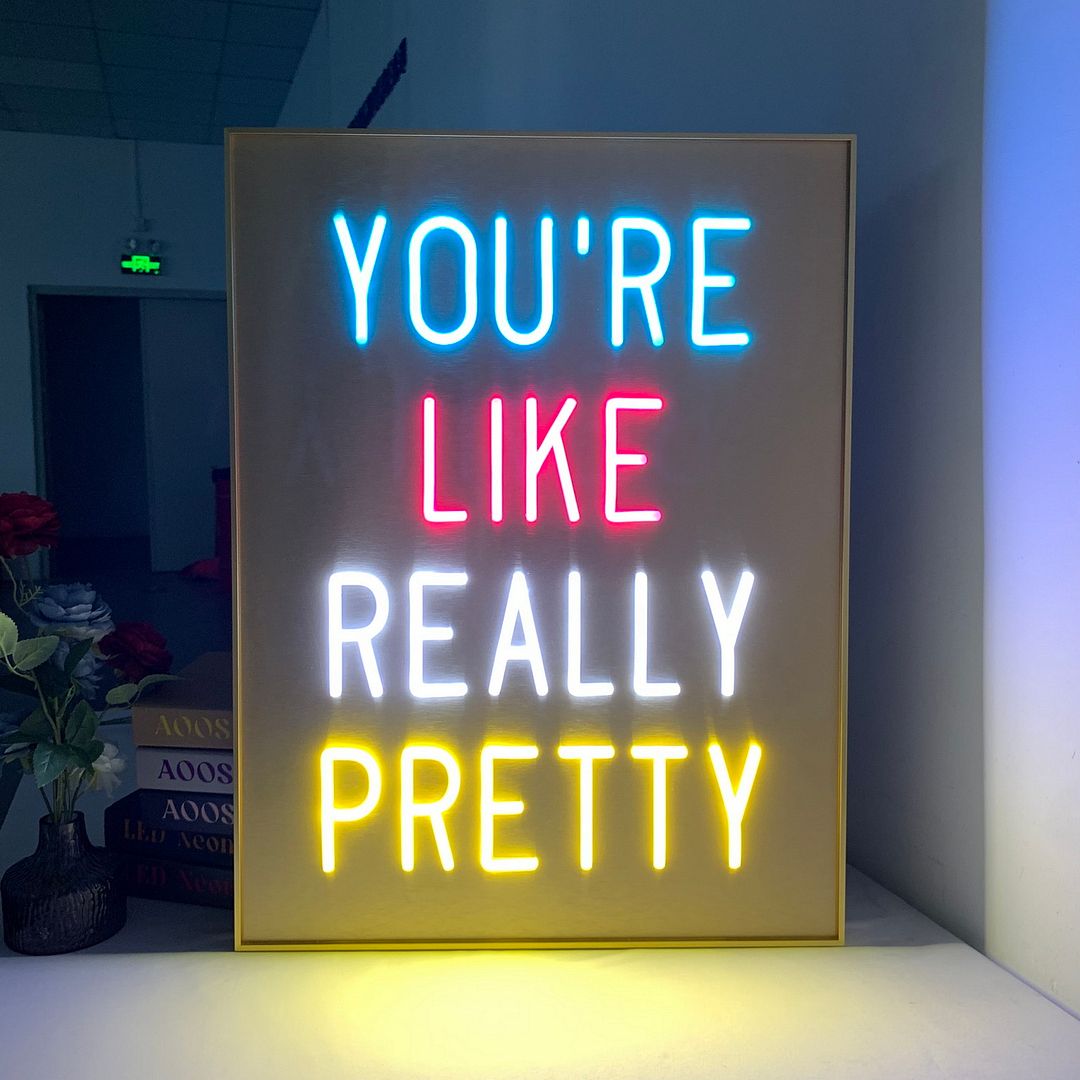 You're Like Really Pretty Neon Sign Mounted On Picture Frame