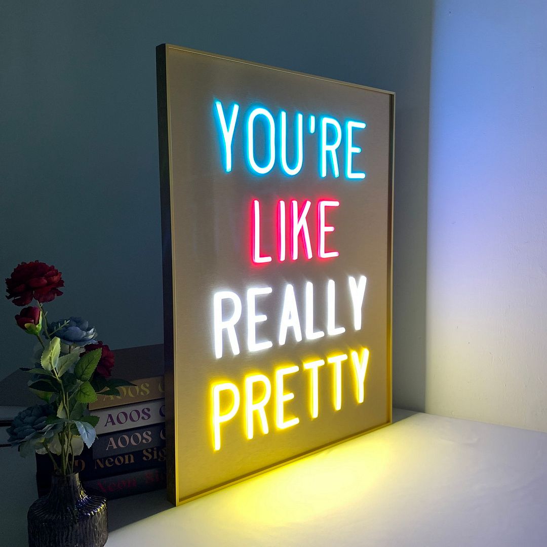 You're Like Really Pretty Neon Sign Mounted On Picture Frame
