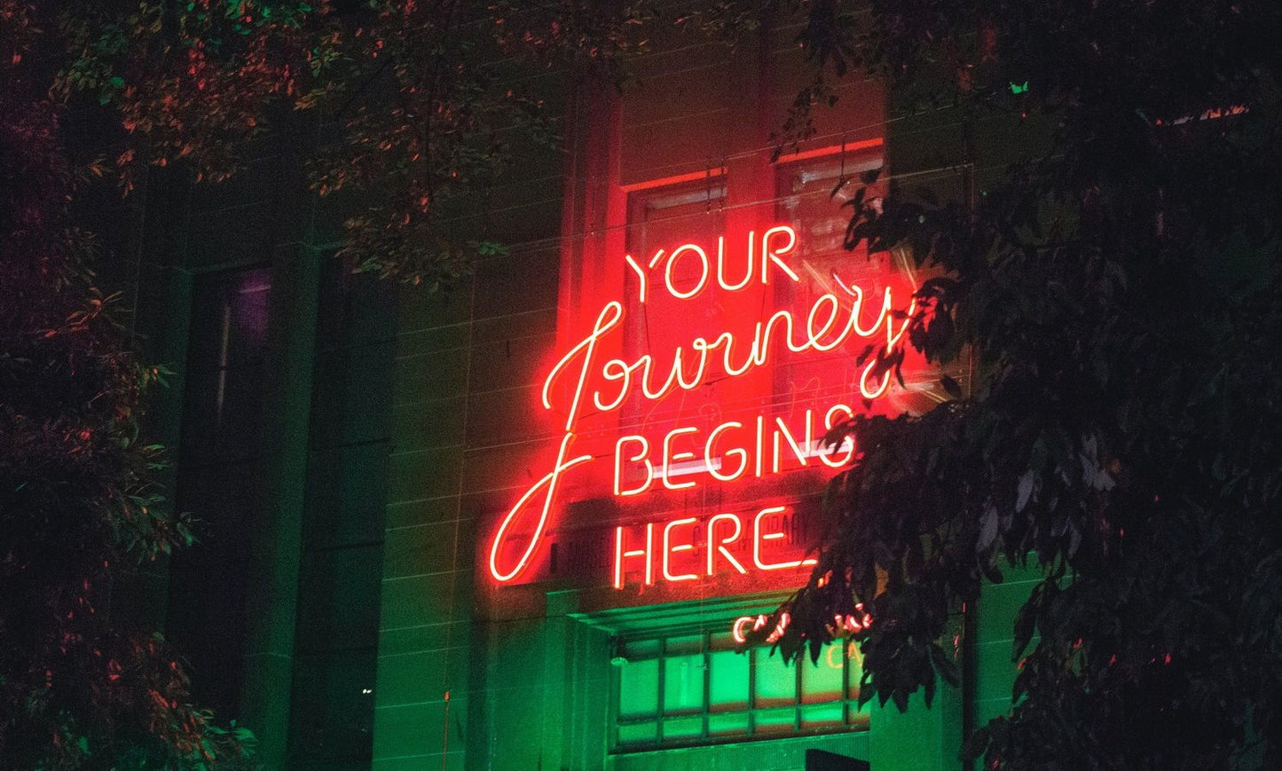 Your Journey Begins Here Neon Sign